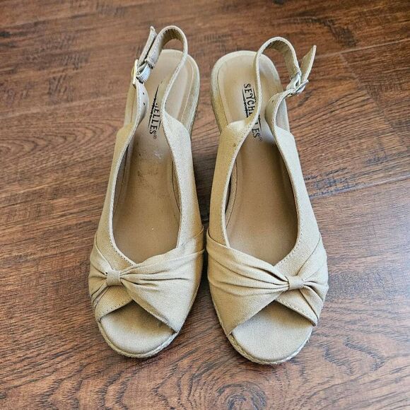 Seychelles Colada Peeptoe Slingback Wedge Sandals - Picture 2 of 9